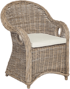 Кресло Secret De Maison MAISONET c подушкой натуральный ротанг, 63*66*85 см, натуральный серый/natural grey (11291)