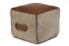 Пуф Secret De Maison BOXER ( mod. M-12765 ) кожа буйвола / ткань хлопок, 42*42*34, коричневый, ткань: винтаж