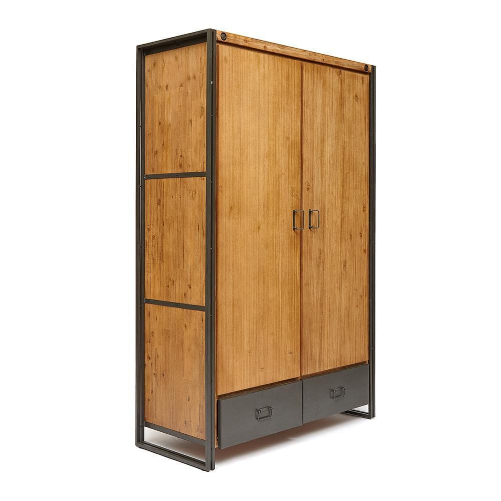 Шкаф Secret De Maison CITY ( mod. CTY B06 ) металл/дерево акация, 140х60х220см, коричневый дым (smoke brown B034)