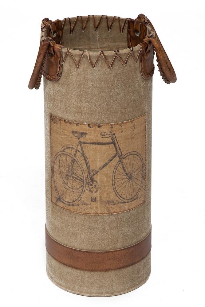 Подставка для зонтов Secret De Maison BICYCLE ( mod. M-12650 ) металл/кожа буйвола/ткань, 26*26*60, коричневый, ткань: винтаж
