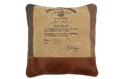 Подушка Secret De Maison THOMAS ( mod. M-7043 ) кожа буйвола / ткань, 40 х 40см, коричневый, ткань: винтаж