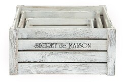 Набор ящиков Secret De Maison CIBOIRE ( mod. HX16-832 S/3 ) paulownia, мдф, 38x28x20см / 33x23x18см / 28x18x15см, Античный белый
