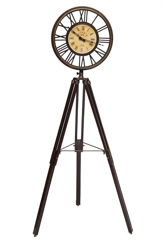 Часы на треноге Secret De Maison  (mod. 46548) алюминий/палисандр, 72х72см , высота 159см, античная медь/коричневый
