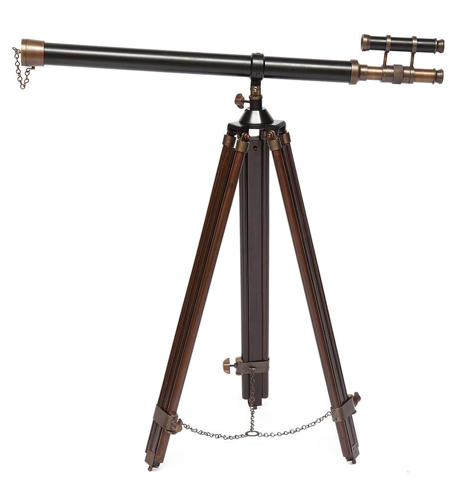 Телескоп напольный на треноге Secret De Maison ( mod. 46312 ) латунь/дерево палисандр, 80х80х160см, античная медь/коричневый