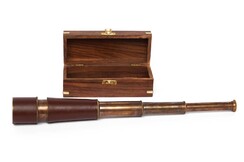 Подзорная труба в подарочной деревянной коробке с латунным декором Secret De Maison( mod. 11148/18 ) латунь/дерево манго, D54-48см, коробка: 20х8х7,5см, античная медь