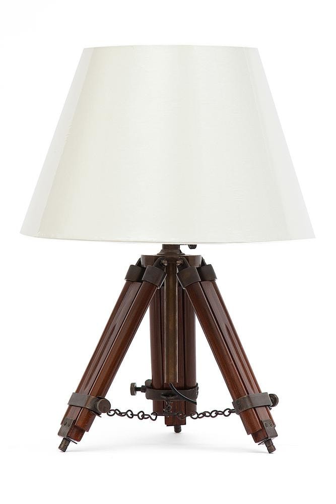 Лампа настольная на треноге Secret De Maison ( mod. 18757 ) латунь/дерево палисандр, D21.5см,.высота 22.5см, античная медь/коричневый