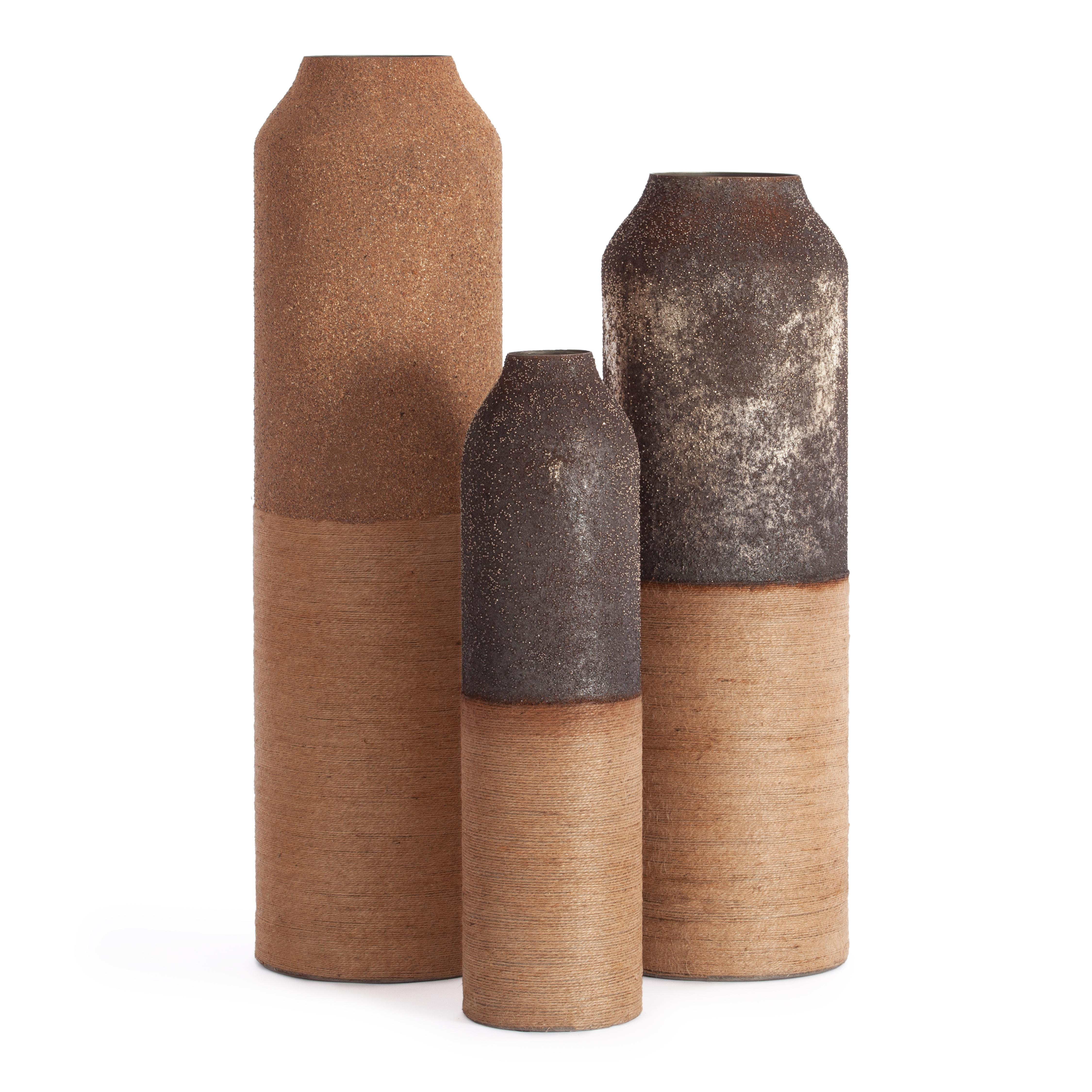 Набор ваз Secret De Maison TESHA ( mod. LS-0244 ) металл: железо, 6 х 12 х 46 см , 11х 19 х 58 см, 11 х 19 х 68 см, коричневый/бежевый