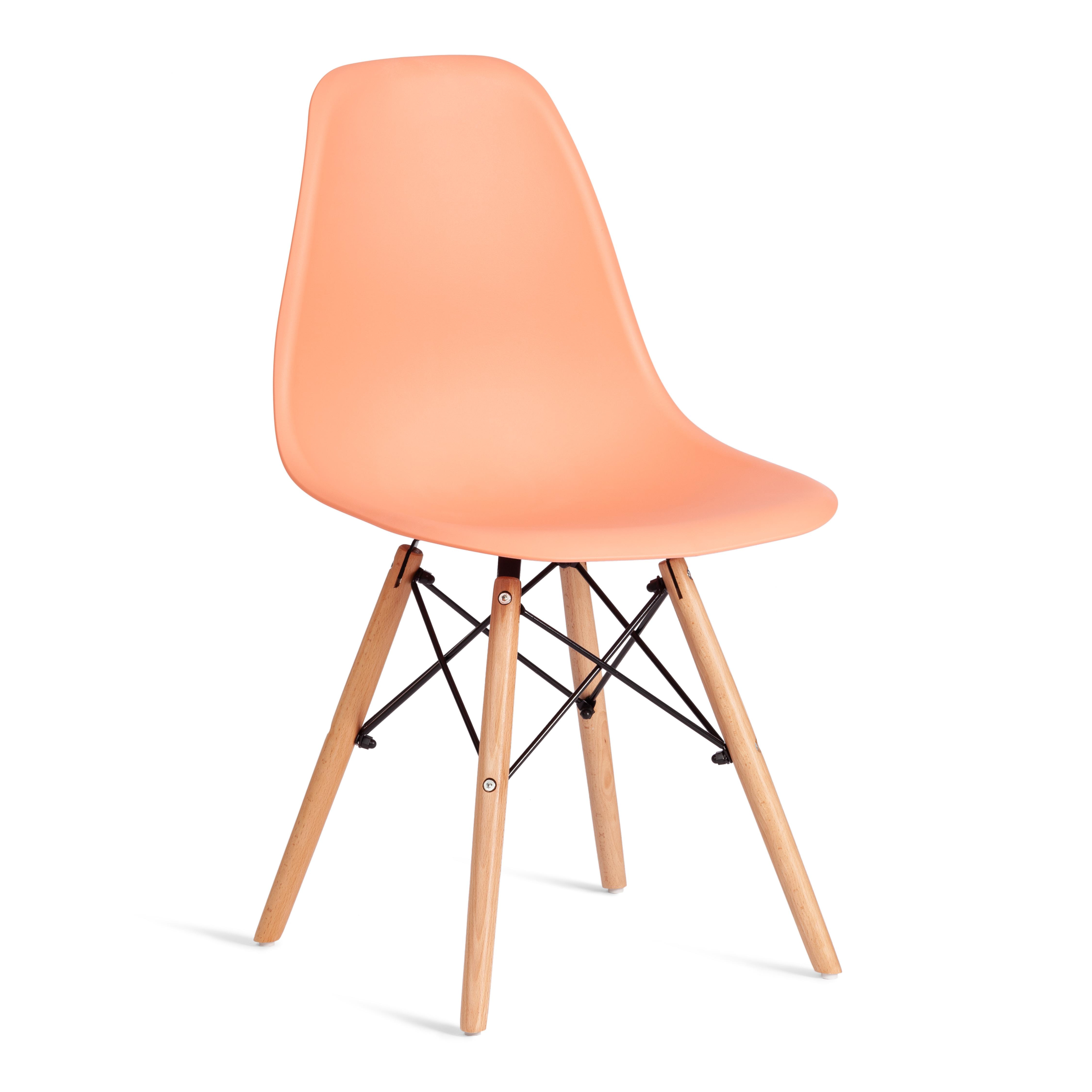 Стул CINDY (EAMES) (mod. 1801) дерево бук/металл/сиденье пластик, 45x51x82 см, Orange (Оранжевый)