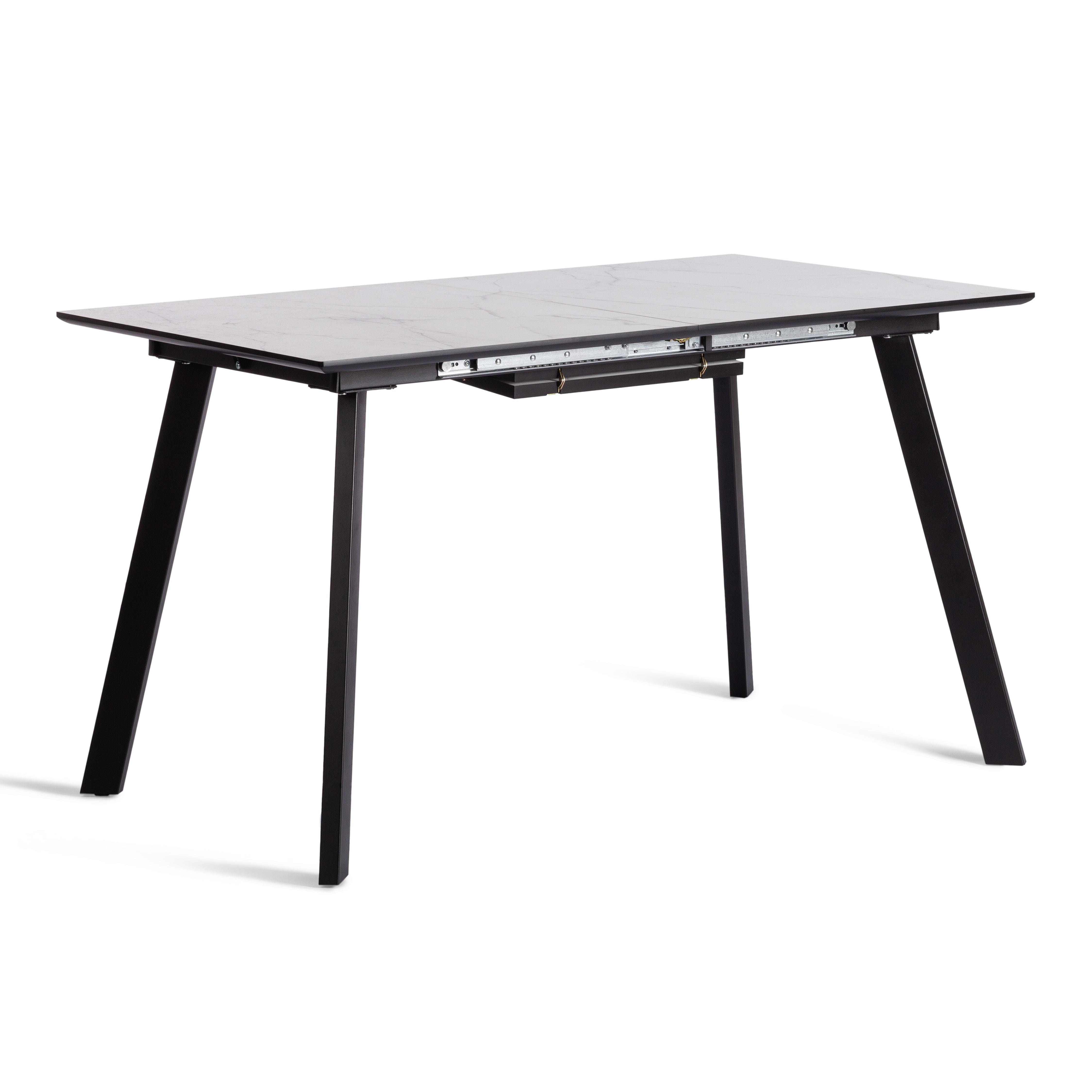Стол обеденный DARWIN МДФ HPL 0,6 мм/металл, 85х130-170х75 см, Жемчужный перито/чёрный