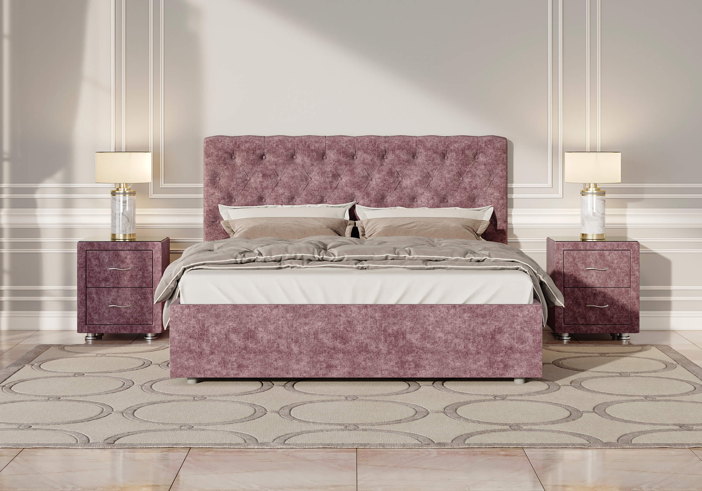 Кровать Secret de Maison Florence аметист (шинилл), 136 х 202 х 110