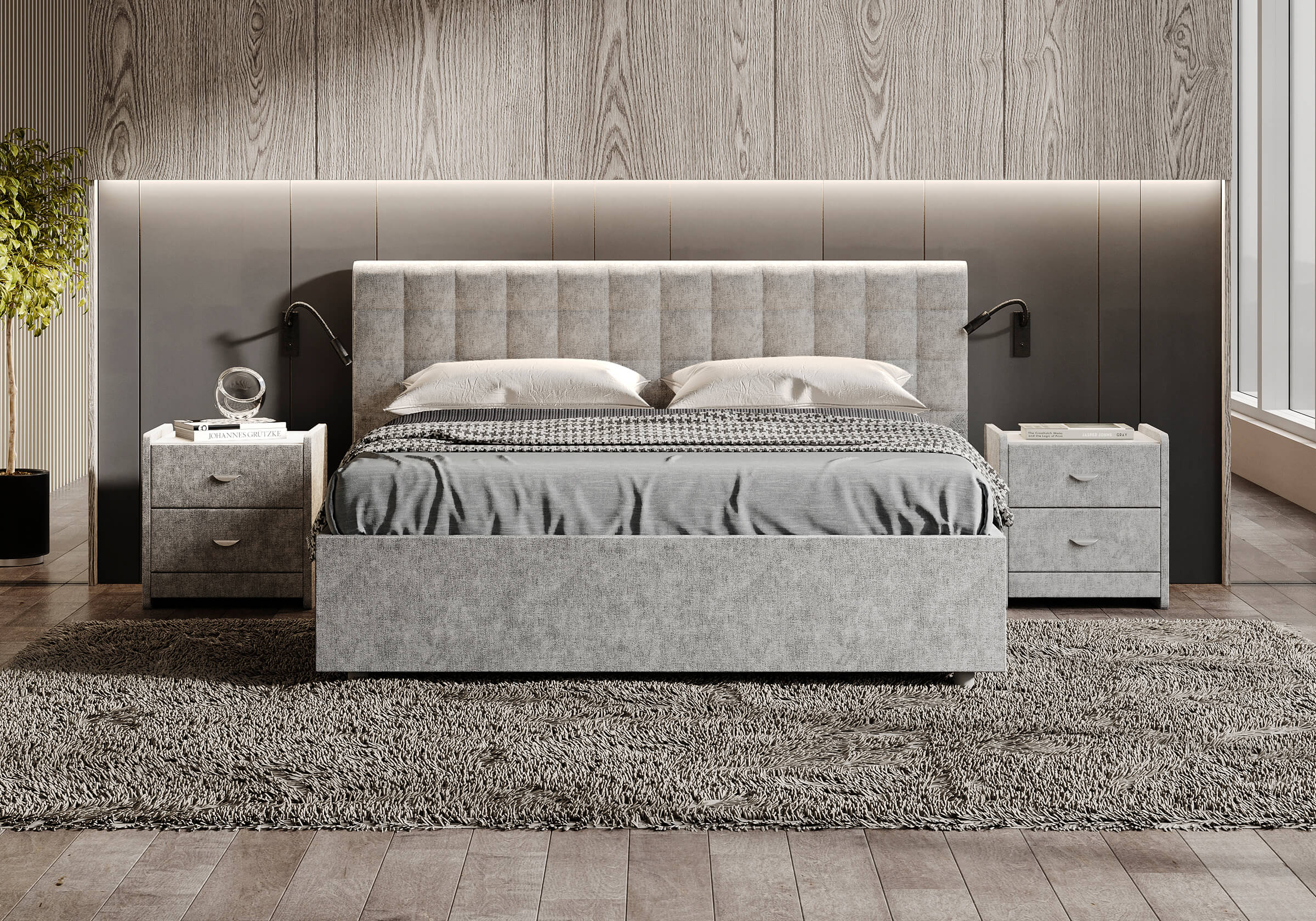 Кровать Secret de Maison Siena светло-серый (микровелюр), 123 х 205 х 100