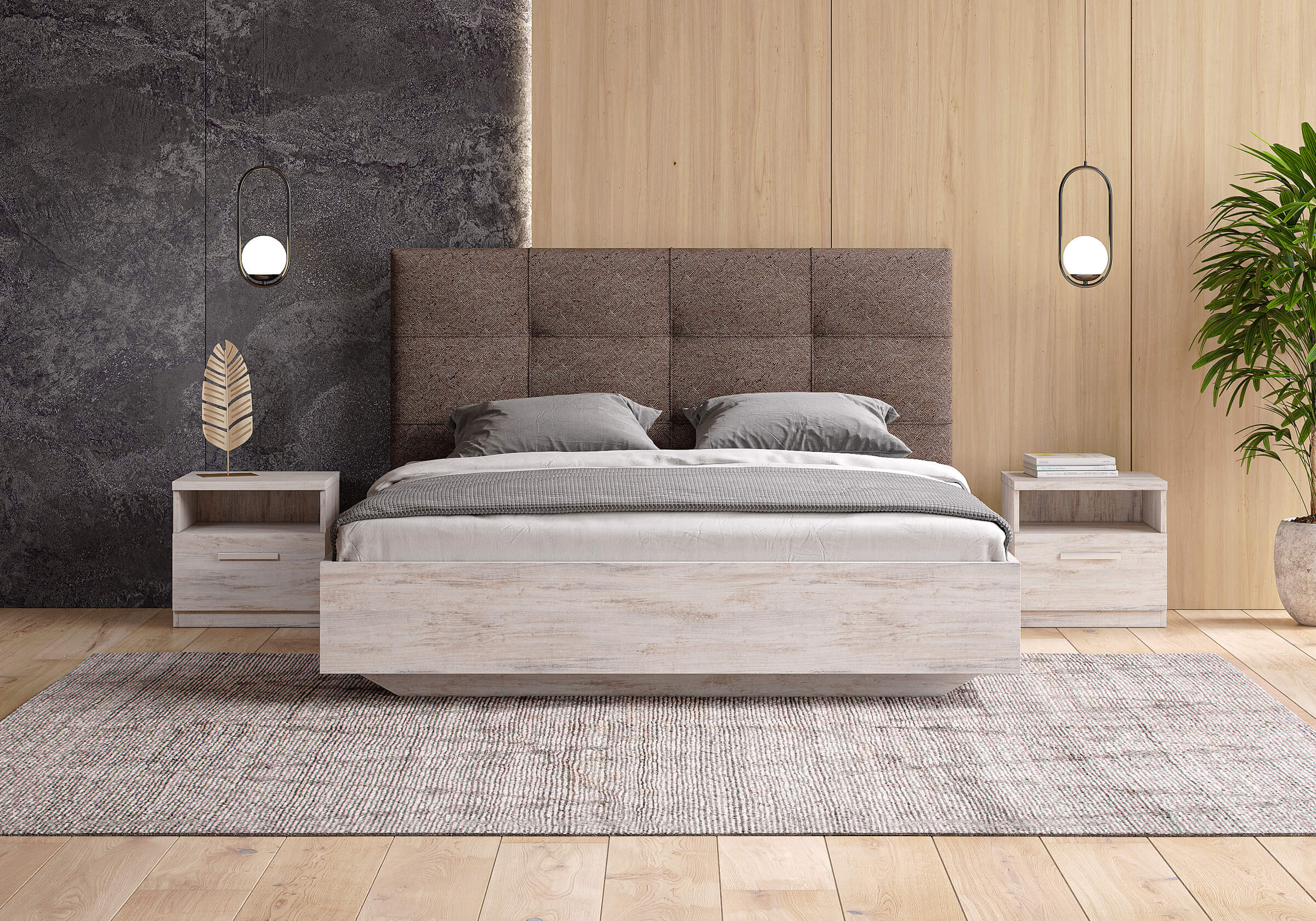 Кровать Secret de Maison Victoria ясмунд/коричневый (шинилл), 190 х 200 х 112