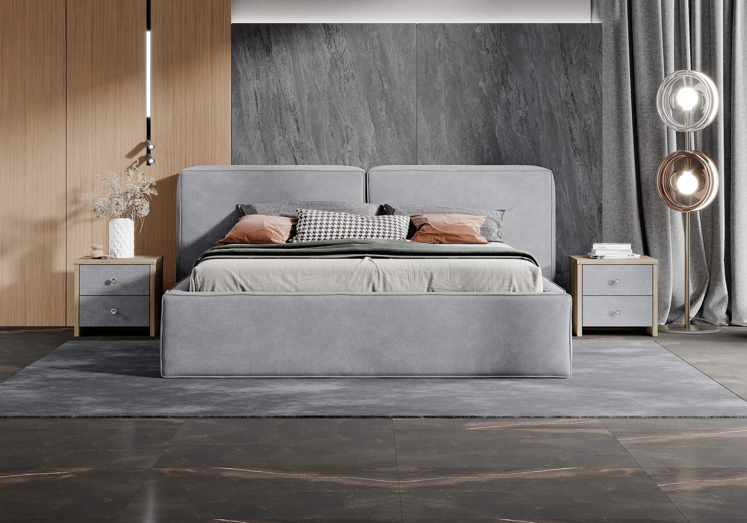 Кровать Secret de Maison Europa серый (фултон), 140 х 225 х 93