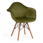 Кресло CINDY SOFT (EAMES) (mod. 101) дерево бук/металл/мягкое сиденье/ткань, 61 х 60 х 80 см , зеленый (HLR 54)/натуральный