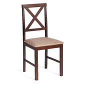 Стул обеденный Хадсон/Hudson (2 шт.в упаковке) дерево гевея/мдф, cappuccino (темный орех), ткань кор.-зол. (1505-9), 44x42x89 см