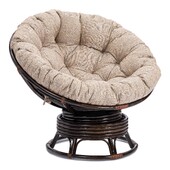 Кресло-качалка PAPASAN/ПАПАСАН W 23/01 B /с подушкой/ 115х78х104см, античный черно-коричневый, подушка рогожка, меланж