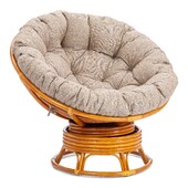 Кресло-качалка PAPASAN/ПАПАСАН W 23/01 B /с подушкой/ 115х78х104см, коньячный, подушка рогожка, меланж
