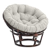 Кресло Папасан/Papasan (23/01 W) /с подушкой и ремешками/ 115х101х104 см, античный черно-коричневый, подушка ткань, серо-бежевый