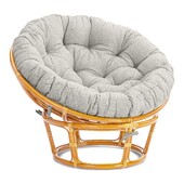 Кресло Папасан/Papasan (23/01 W) /с подушкой и ремешками/ 115х101х104 см, медовый, подушка ткань, серо-бежевый