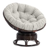 Кресло-качалка Папасан/Papasan (W 23/01 B) /с подушкой/ 115х78х104 см, античный черно-коричневый, подушка ткань, серо-бежевый
