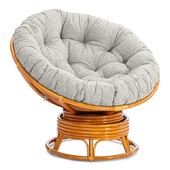 Кресло-качалка Папасан/Papasan (W 23/01 B) /с подушкой/ 115х78х104 см, коньячный, подушка ткань, серо-бежевый