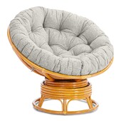 Кресло-качалка Папасан/Papasan (W 23/01 B) /с подушкой/ 115х78х104 см, медовый, подушка ткань, серо-бежевый