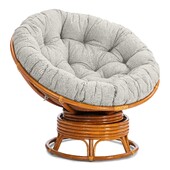 Кресло-качалка Папасан/Papasan (W 23/01 B) /с подушкой/ 115х78х104 см, пекан орех, подушка ткань, серо-бежевый