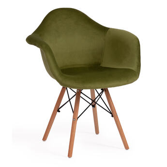 Кресло CINDY SOFT (EAMES) (mod. 101) дерево береза/металл/мягкое сиденье/ткань, 61 х 60 х 80 см , зеленый (HLR 54)/натуральный