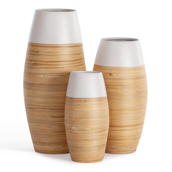 Набор ваз Secret De Maison VINA ( mod. LS-0182 ) бамбук, 22 х 22 х 50 см , 20х 20 х 40 см, 15 х 15 х 30 см, белый/бежевый