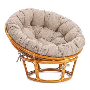 Кресло Папасан/Papasan (23/01 W) /с подушкой/ 115х101х104см, коньячный, подушка рогожка, меланж