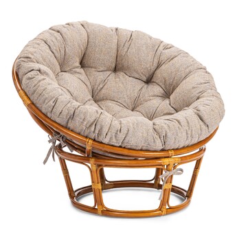 Кресло Папасан/Papasan (23/01 W) /с подушкой/ 115х101х104см, пекан орех, подушка рогожка, меланж