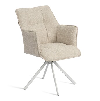 Кресло Луц/Lutz металл белый 360, букле, бежевый
