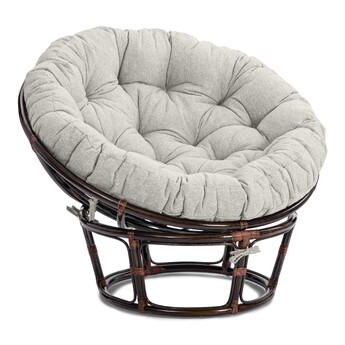 Кресло Папасан/Papasan (23/01 W) /с подушкой и ремешками/ 115х101х104 см, античный черно-коричневый, подушка ткань, серо-бежевый
