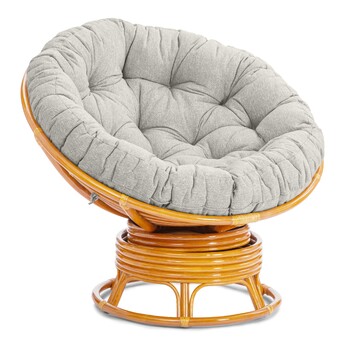 Кресло-качалка Папасан/Papasan (W 23/01 B) /с подушкой/ 115х78х104 см, медовый, подушка ткань, серо-бежевый