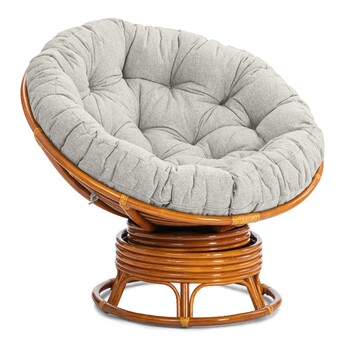 Кресло-качалка Папасан/Papasan (W 23/01 B) /с подушкой/ 115х78х104 см, пекан орех, подушка ткань, серо-бежевый