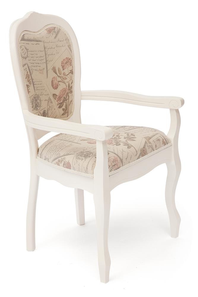 Кресло Princess  ( PR-AC ) дерево гевея, 60х55х97см, butter white (слоновая кость), ткань Прованс №11