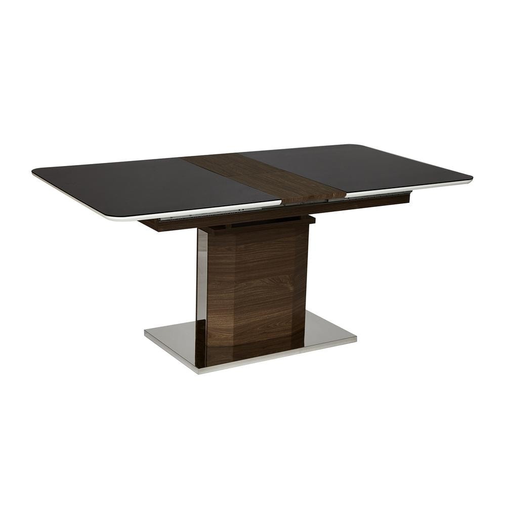 Стол RADCLIFFE ( Mod. EDT-VG002) мдф high glossy, закаленное стекло, 140/170х90х75см, коричневый, стекло черное