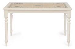 CT 3349 Стол с плиткой дерево гевея/плитка, 124х84х75см, butter white, Рисунок - " Прованс с бордюром"