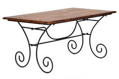 Обеденный стол Secret De Maison Luberon (mod 7) дерево палисандр/металл, 76х160х90см, светло-коричневый/темно-коричневый с патиной