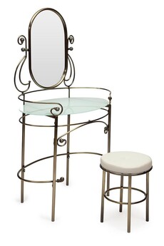 Столик туалетный ALBERT (столик/зеркало + пуф) Античная медь (Antique Brass)