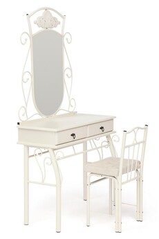 Столик туалетный CANZONA (столик/зеркало + стул) 95х46х162см, Белый (butter white)
