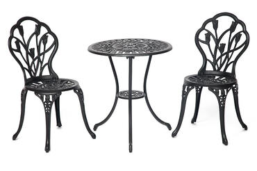 Комплект Secret De Maison Waltz of flowers (стол +2 стула) Вальс цветов алюминиевый сплав, D60/H67, 47Х41Х86см, черный