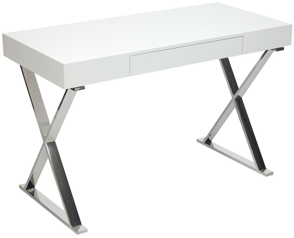 Стол письменный LAZETTI (mod.EWD-HS01) мдф high gloss/металл, 120х55х75см, Белый (White)/хром