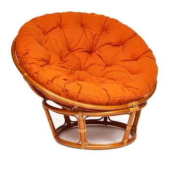 Кресло PAPASAN/ПАПАСАН 23/01 W  /с подушкой/ диаметр подушки 122 см, 115х101х104 см, Cognac (коньяк), ткань Оранжевый, С 23