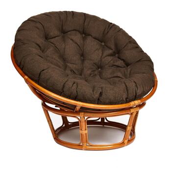 Кресло PAPASAN/ПАПАСАН 23/01 W  /с подушкой/ диаметр подушки 125 см, 115х101х104 см, Cognac (коньяк), ткань Коричневый, 3М7-147