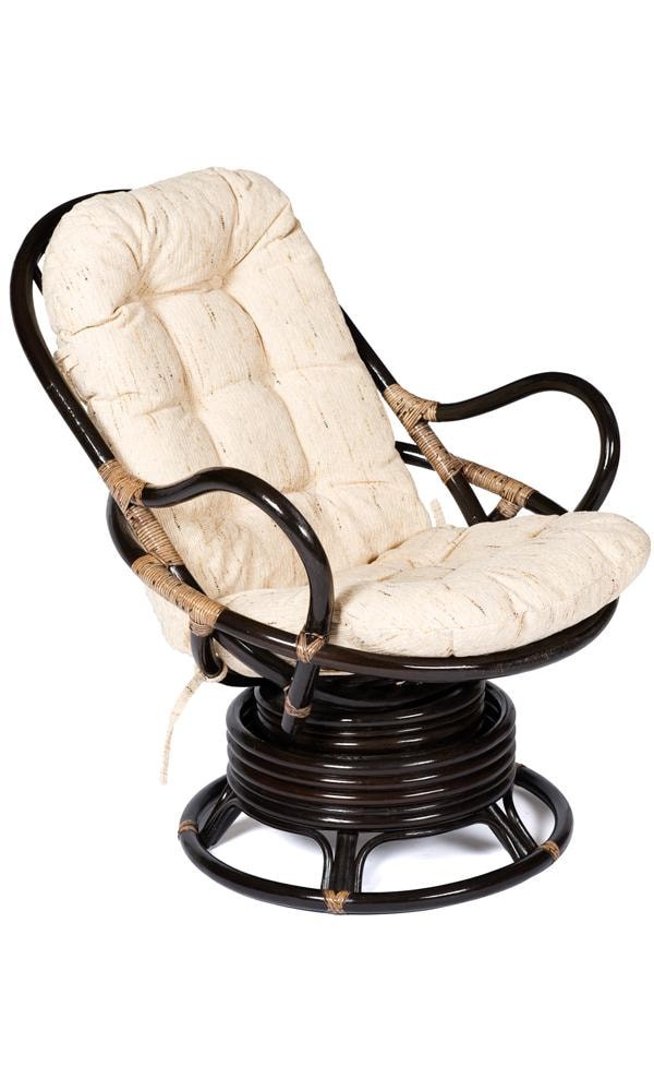Кресло вращающееся "FLORES" 5005 /с подушкой/ Antique brown (античный черно-коричневый), ткань: хлопок, цвет: натуральный