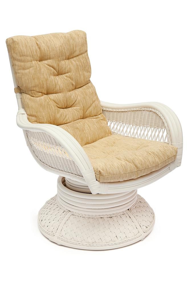 Кресло-качалка "ANDREA Relax Medium" /с подушкой/ TCH White (белый), Ткань рубчик, цвет кремовый