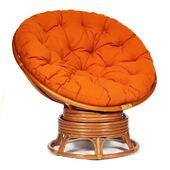 Кресло-качалка "PAPASAN" w 23/01 B / с подушкой / Cognac (коньяк), ткань Оранжевый, С 23