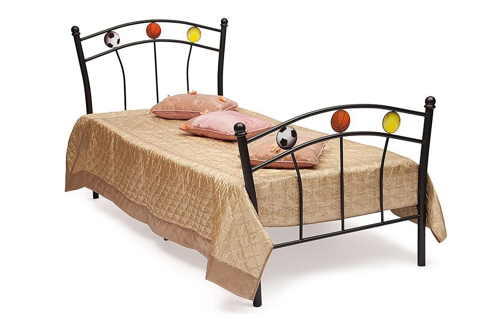 Кровать MUNDIAL дерево гевея/металл, 90*200 см (Single bed), красный дуб/черный