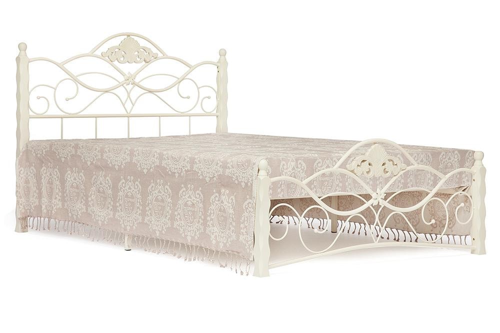 Кровать CANZONA дерево гевея/металл, 120*200 см (middle bed), Белый (butter white)